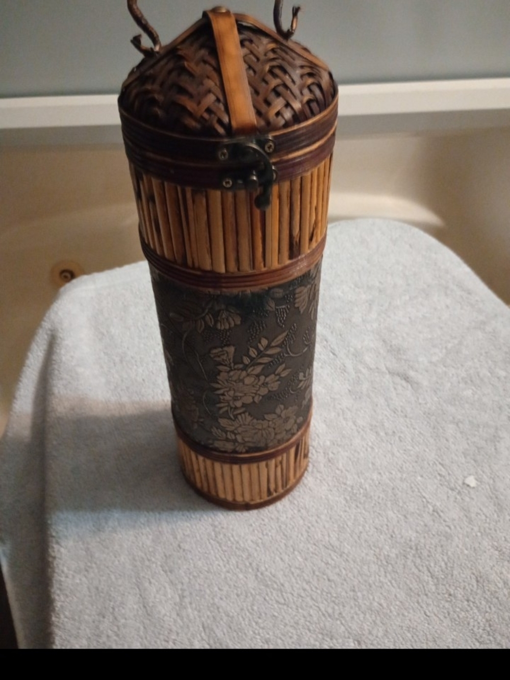 Woven Bamboo Decorative Bottle Holder - Brown